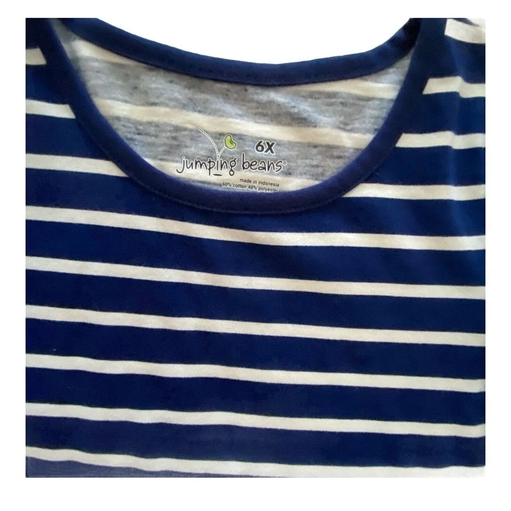 Jumping Beans Size‎ 6x Blue Striped Shift Pocket Casual Dress